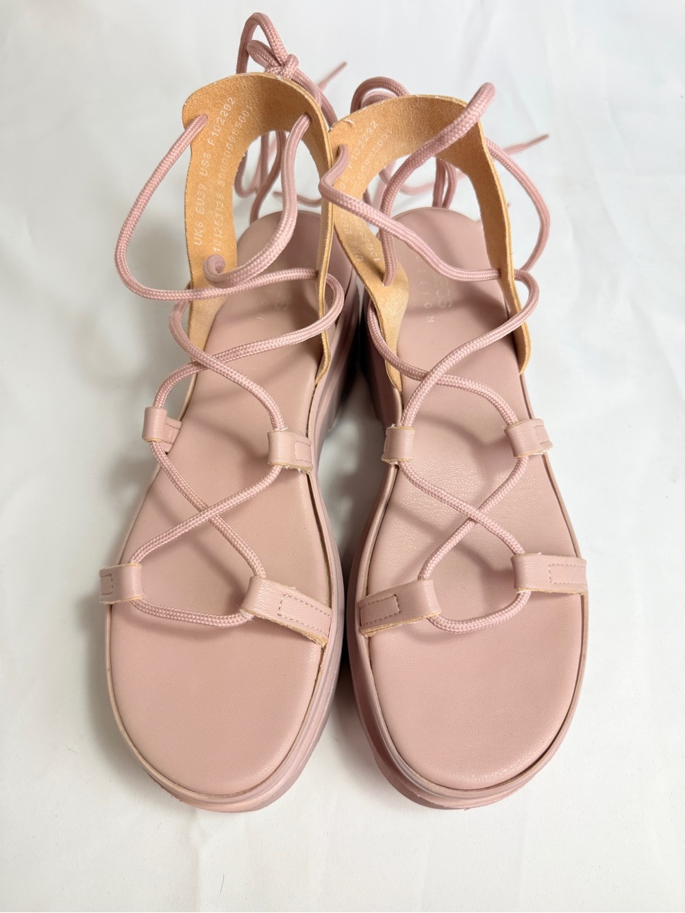 ASOS Platform Gladiator Lace Up Sandals Chunky Wedges Flatform 8 / 39 Blush Pink - Picture 6 of 11